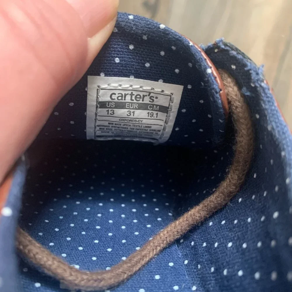 CARTER'S‎ BROWN VEGAN LEATHER LACE UP OXFORDS SIZE 13-NICE!